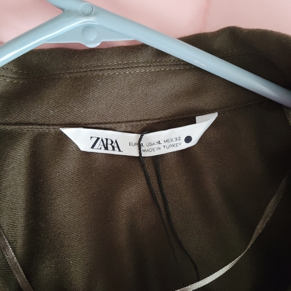 Zara Belted Green Pocket Jacket Size XL - Picture 5 of 12